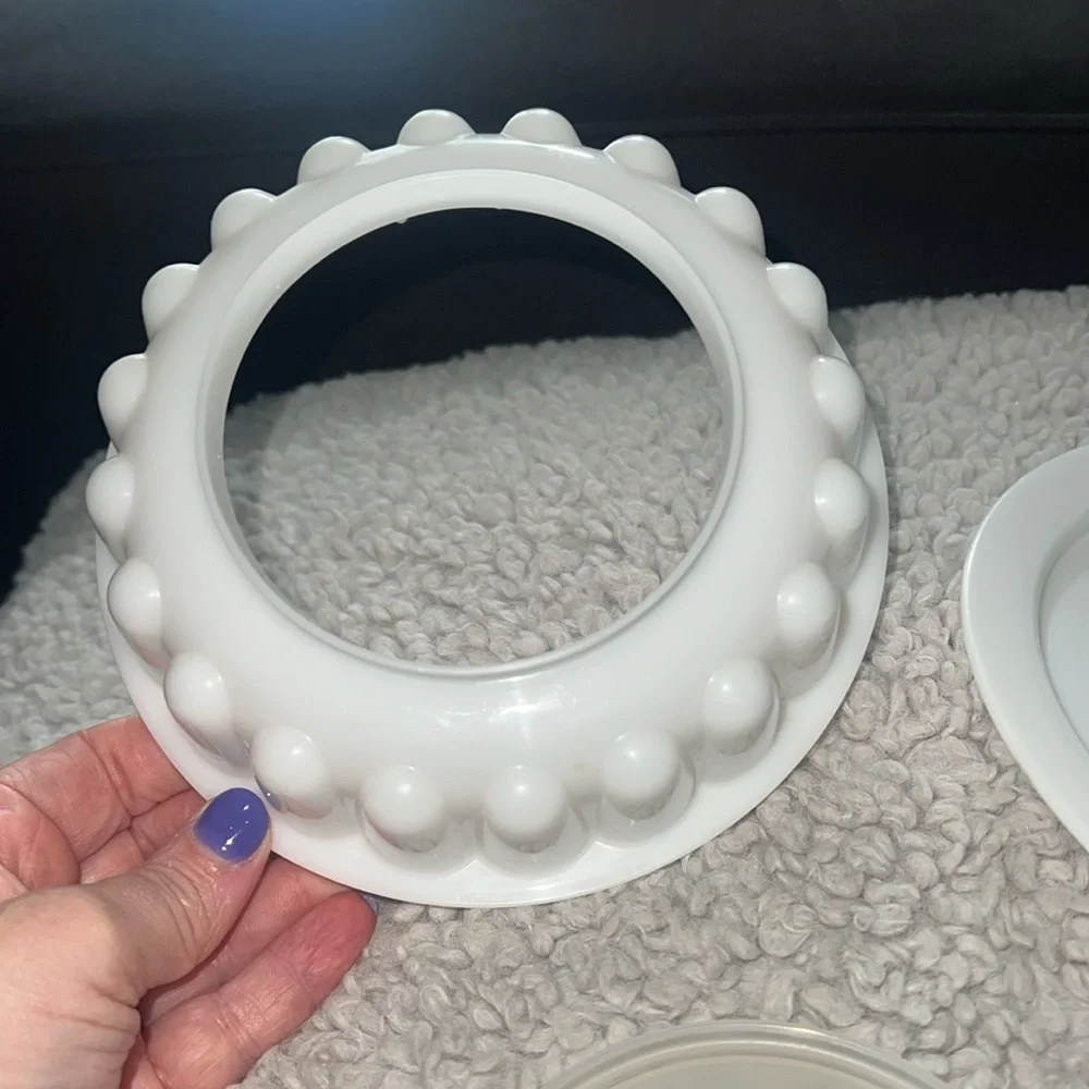 Vintage Tupperware white/clear Jello Mold - 3-piece set , flower shape